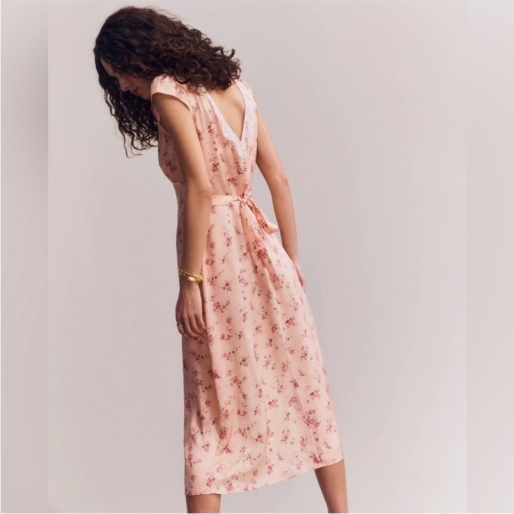 Reformation 100% Silk Lucas Maxi Dress  Floral Peach Size 8 - Picture 3 of 10